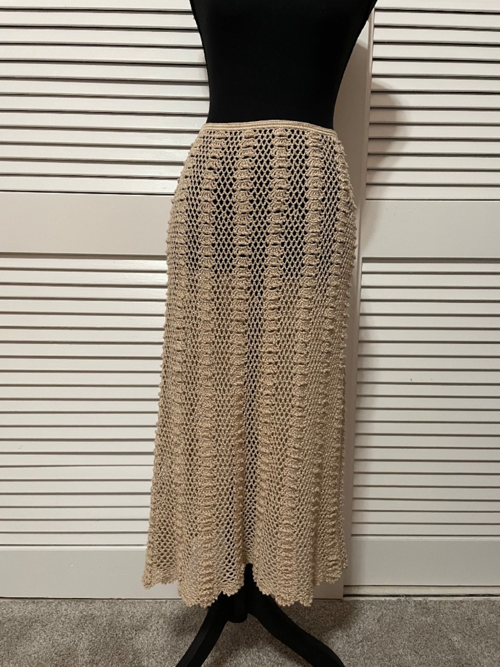 Crochet Ecru color maxi pencil skirt Size L